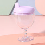 Pahar Din Plastic Transparent Cu Picior, Pentru Copii, 14 X 7.7 Cm, Cu Cioc Antiscurgere, + 3 Ani, Fara Maner, Alb - vivimall.ro