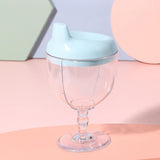 Pahar Din Plastic Transparent Cu Picior, Pentru Copii, 14 X 7.7 Cm, Cu Cioc Antiscurgere, + 3 Ani, Fara Maner, Alb - vivimall.ro