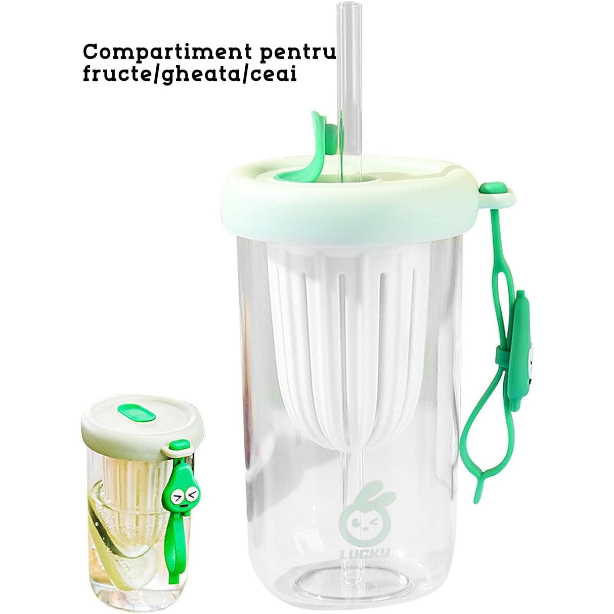 Pahar silicon cu pai si capac | SipSafe - vivimall.ro
