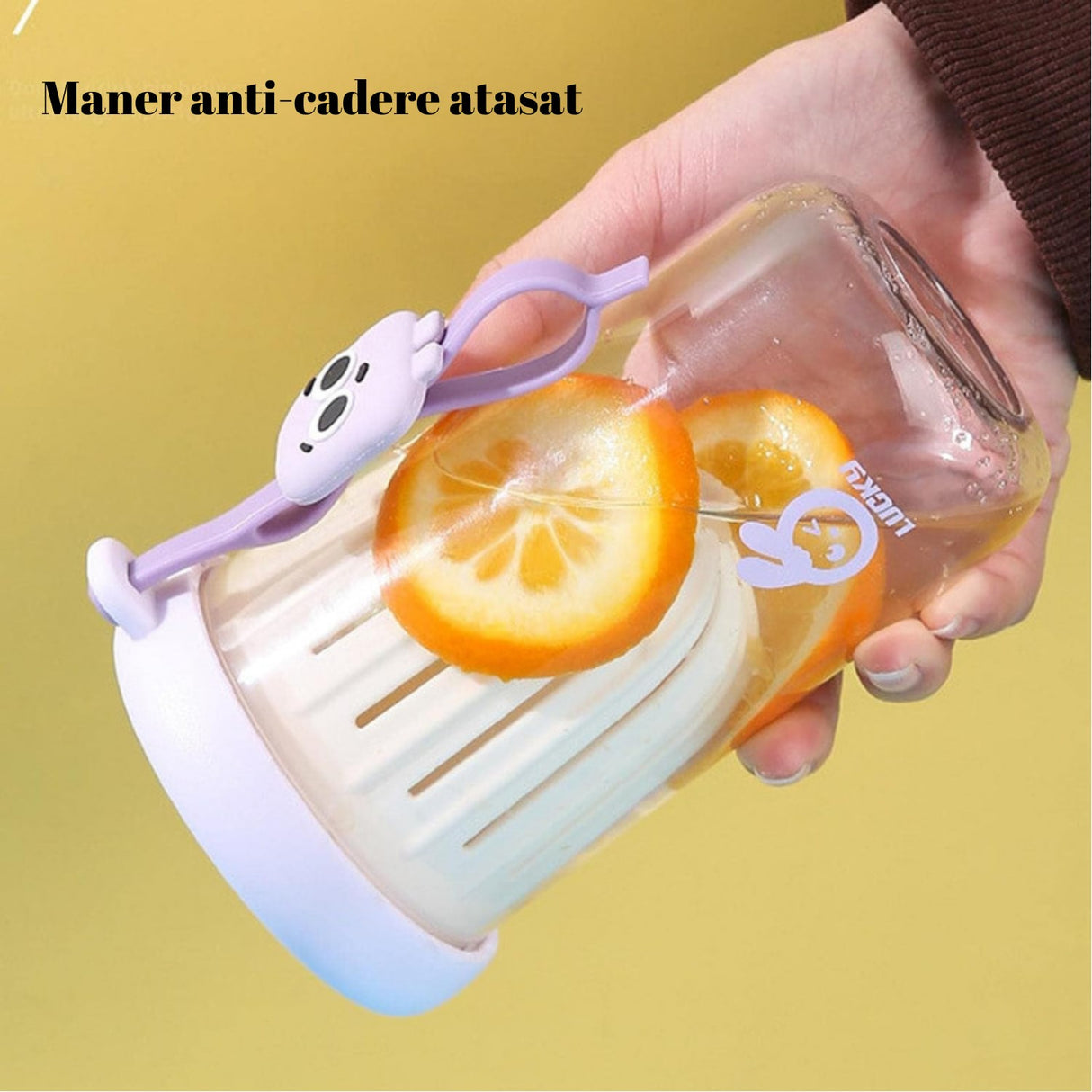 Pahar silicon cu pai si capac | SipSafe - vivimall.ro