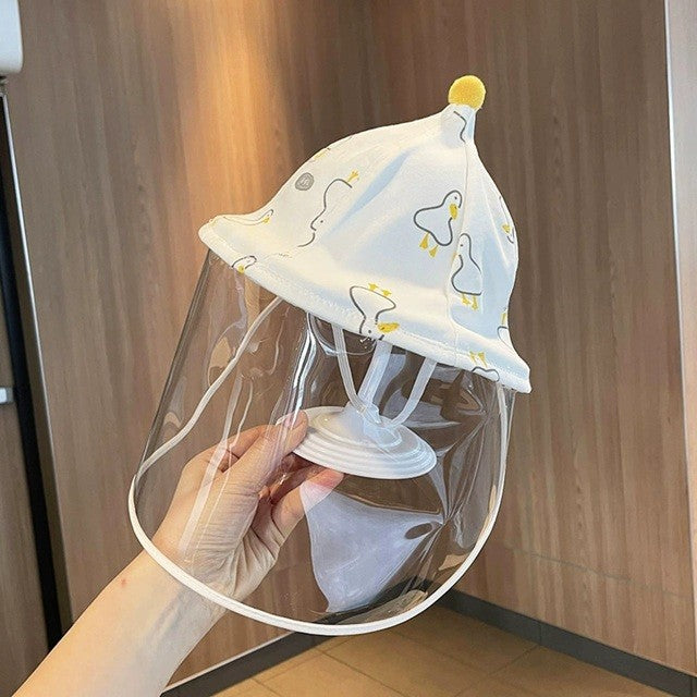 Palarie de Protectie pentru Bebelusi, Vivimall, Model Ratuste, Pescareasca, de Primavara si Toamna, cu Masca si Fermoar, 42 cm, pentru 0-3 Luni, Alb - vivimall.ro