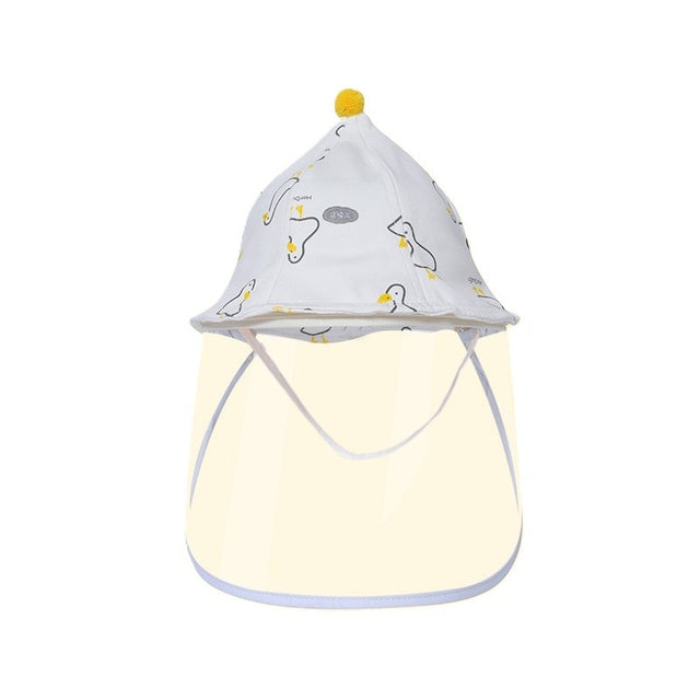 Palarie de Protectie pentru Bebelusi, Vivimall, Model Ratuste, Pescareasca, de Primavara si Toamna, cu Masca si Fermoar, 48 cm, pentru 6-12 Luni, Alb - vivimall.ro