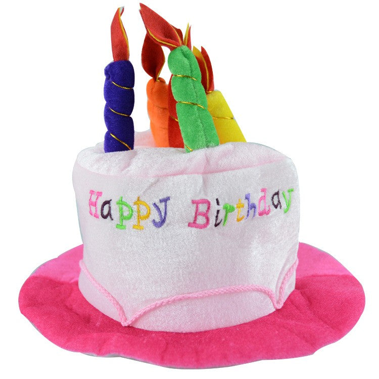 Palarie Happy Birthday, Vivimall, Accesoriu pentru Petrecere, Model Tort, Tematica Aniversare, 60x60x55 cm, Roz - vivimall.ro