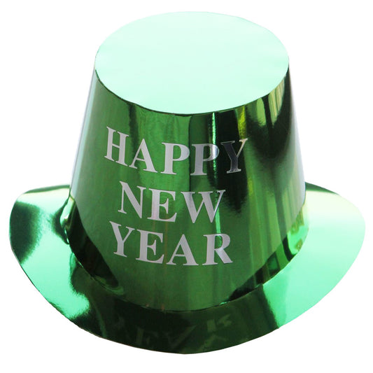 Palarie Happy New Year pentru Revelion, Vivimall, Palarie Festiva de Anul Nou, Palarie Magica din Hartie, 29 x 25 x 15.5 cm, Colorata Sclipitor Verde - vivimall.ro