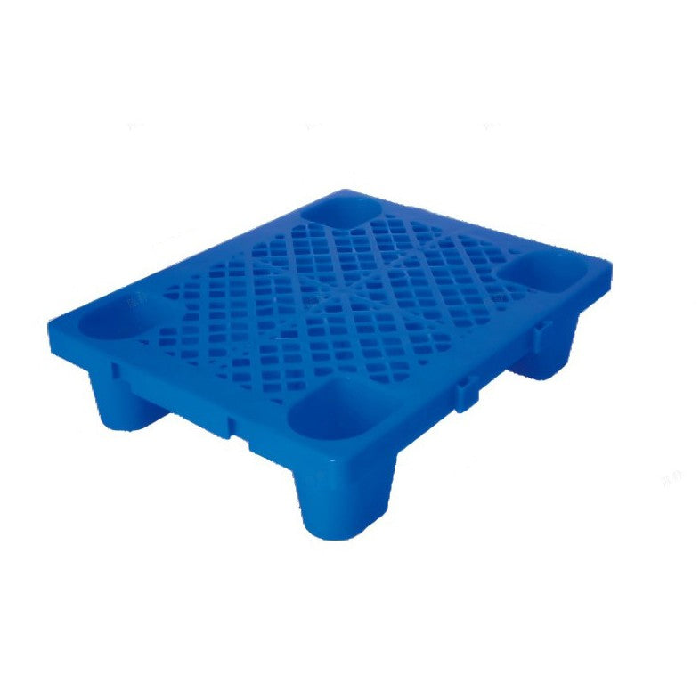 Palet plastic Flippy albastru 40x40x12 cm cu grilă îngroșată și 5 picioare, vedere frontală