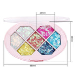 Paleta cu Glitter, Vivimall, Varianta 1, 7 Nuante, Pentru Corp si Par, 50 g, Rezistent la Apa, 9.8 x 6.8 cm, Multicolor - vivimall.ro