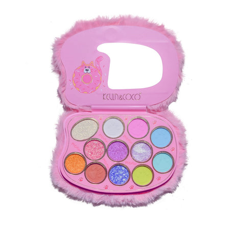 Paleta de Machiaj, KEVIN & COCO, Pink Fuzzy Fard de Pleoape,12 culori, 15 x 10.5 x 3 cm - vivimall.ro
