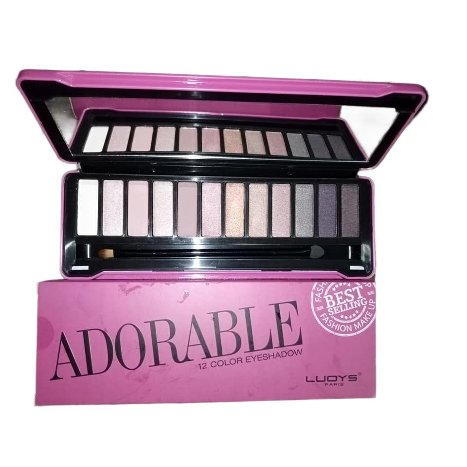 Szemhéjfesték paletta 12 színű, matt és gyöngyházfényű szemhéjfesték, egy ecsettel, téglalap alakú, 140 g, 6,4 x 20 x 1,5 cm, ​​3 év eltarthatóság, többszínű