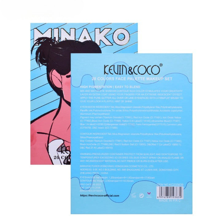 Paleta de Machiaj, KEVIN&amp;COCO, 20 Culori Blue Girl, Fard de Pleoape si Blush, Albastru - vivimall.ro