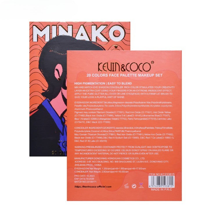 Paleta de Machiaj, KEVIN&amp;COCO, 20 Culori Orange Girl, Fard de Pleoape si Blush, Portocaliu - vivimall.ro