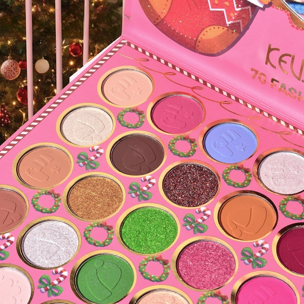 Trusa de Machiaj, KEVIN & COCO, Snowy Christmas, 70 culori, 22.5 x 17 x 2 cm, Multicolor - vivimall.ro