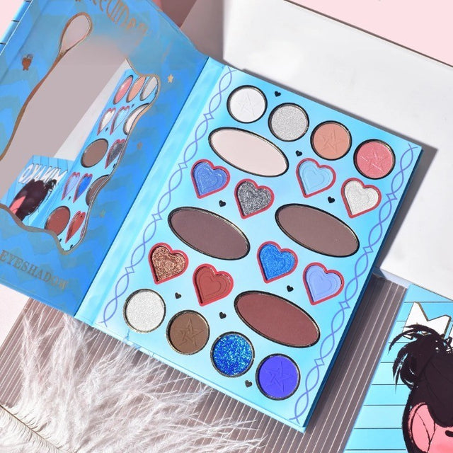 Paleta de Machiaj, KEVIN&amp;COCO, 20 Culori Blue Girl, Fard de Pleoape si Blush, Albastru - vivimall.ro