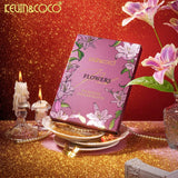 Paleta Kevin&Coco Flowers deschisă, farduri de pleoape și blush în nuanțe multicolor, vedere de sus