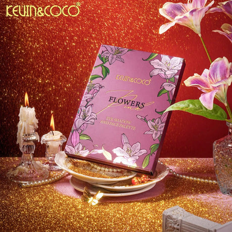 Paleta de Machiaj tip Carte, Kevin&Coco, Model Flowers, 82 Nuante, Paleta All-in-One, Farduri, Blush si Iluminatoare, 16.3x22.4x2.5 cm, Multicolor - vivimall.ro