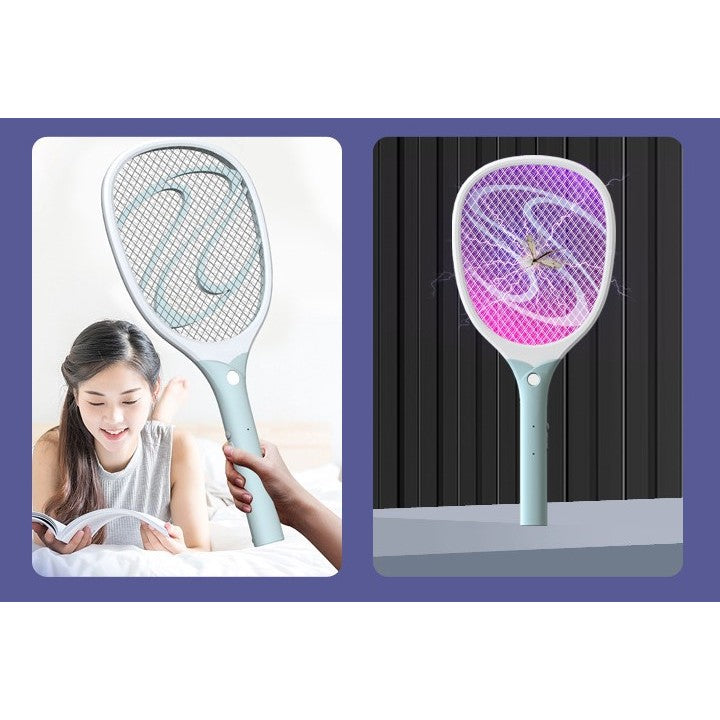 Paleta Electrica Pentru Tantari, Muste Sau Insecte Led, Reincarcabila, Incarcare Usb, Plastic, Casa Si Gradina, Anti-Insecte, Alb-Albastru - vivimall.ro