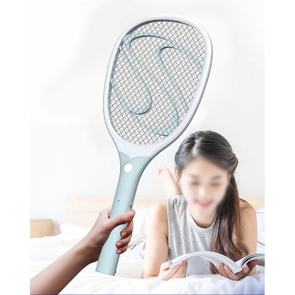 Paleta Electrica pentru Tantari, Muste sau Insecte LED, Vivimall, Reincarcabila, Incarcare USB, Plastic, Casa si Gradina, Anti-insecte, Alb-Albastru - vivimall.ro