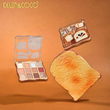 Paletă farduri Kevin&Coco Warm Bronze, finisaj shimmer și mat, detaliu comparativ nuanțe