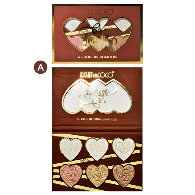 Paleta Iluminatoare, Kevin & Coco, 6 Nuante, Be Mine, Culori Calde, Dreptunghiulara, 140 g, Valabilitate 24 Luni, 17.4x11.5x1.3 cm, Varianta A, Nude - vivimall.ro