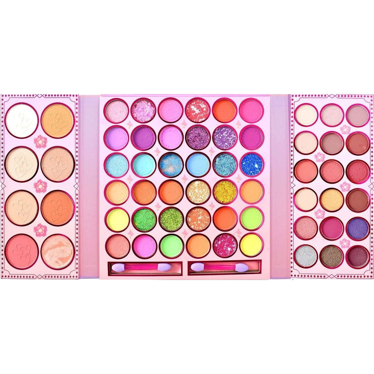 Kevin&amp;Coco sminkkészlet, szemhéjfesték paletta és highlighter 62 pigmentált színnel