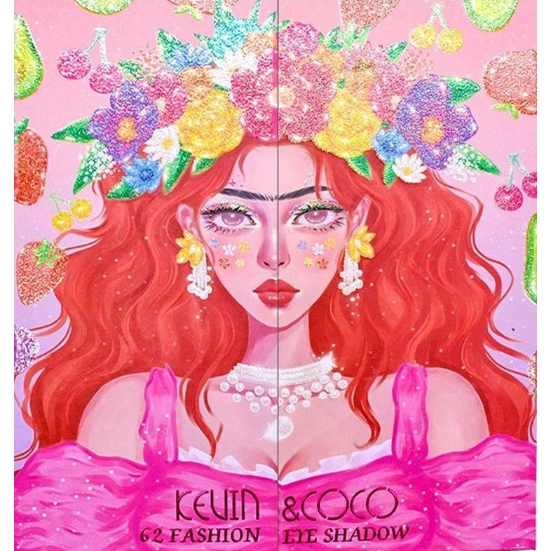 Kevin&amp;Coco sminkkészlet, szemhéjfesték paletta és highlighter 62 pigmentált színnel