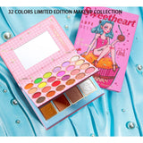 Sminkkészlet, szemhéjfesték paletta, kiemelő és pirosító Sweetheart 32 pigmentált színnel