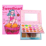Sminkkészlet, szemhéjfesték paletta, kiemelő és pirosító Sweetheart 32 pigmentált színnel