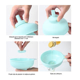 Palnie din plastic 3 in 1 Vivimall, doua dimensiuni de scurgere, cu filet si filtru, diametru scurgere 5.4 cm, 11.5 x 16.7 cm, albastru - vivimall.ro