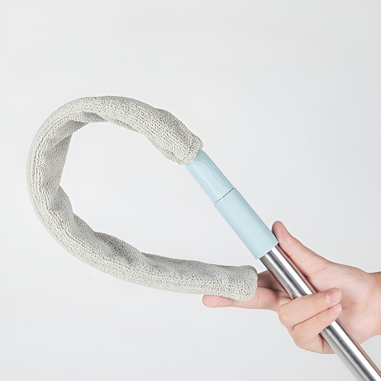 Pamatuf pentru Curatat Praful, Vivimall, Model Slim pentru Zone Greu Accesibile, Maner Extensibil, Laveta Microfibra Inclusa, Usor de Curatat, Albastru Gri - vivimall.ro