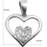 Pandantiv, Jolie Silver, Argint 925, Model Inima in Inima, Pietre Zirconiu, 20 x 15 mm, 1.2 g - vivimall.ro