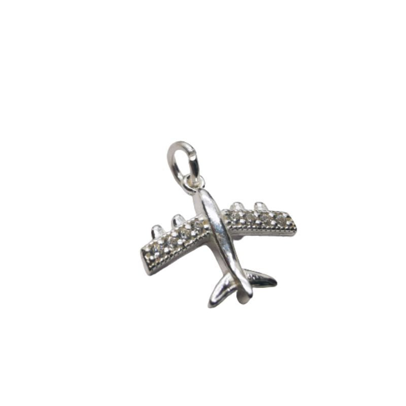 Pandantiv, Jolie Silver, Argint 925, Model Avion Cu Zirconii, 1.7 G, 2x2 Cm - vivimall.ro