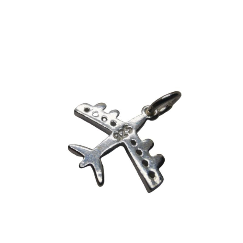 Pandantiv, Jolie Silver, Argint 925, Model Avion Cu Zirconii, 1.7 G, 2x2 Cm - vivimall.ro
