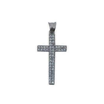 Pandantiv Cruce cu pietre, Argint 925, 2.8 cm x 1.4 cm - vivimall.ro