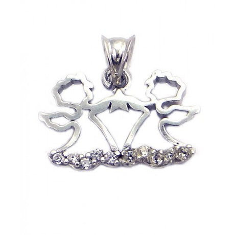 Pandantiv Inger dublu cu pietre, Argint 925, 1.7 cm x 1.4 cm - vivimall.ro