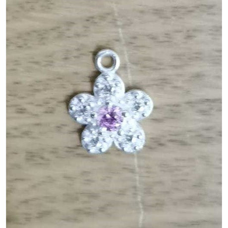 Pandantiv din Argint 925, Jolie Silver, Model Floare Cu Pietre, 0.9 g, 1 x 1 cm, Roz - vivimall.ro