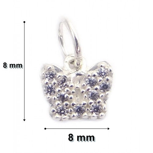 Pandantiv din Argint 925 Jolie Silver, Model Fluturas cu Zirconii, 8 x 8 mm, 0.5 g - vivimall.ro