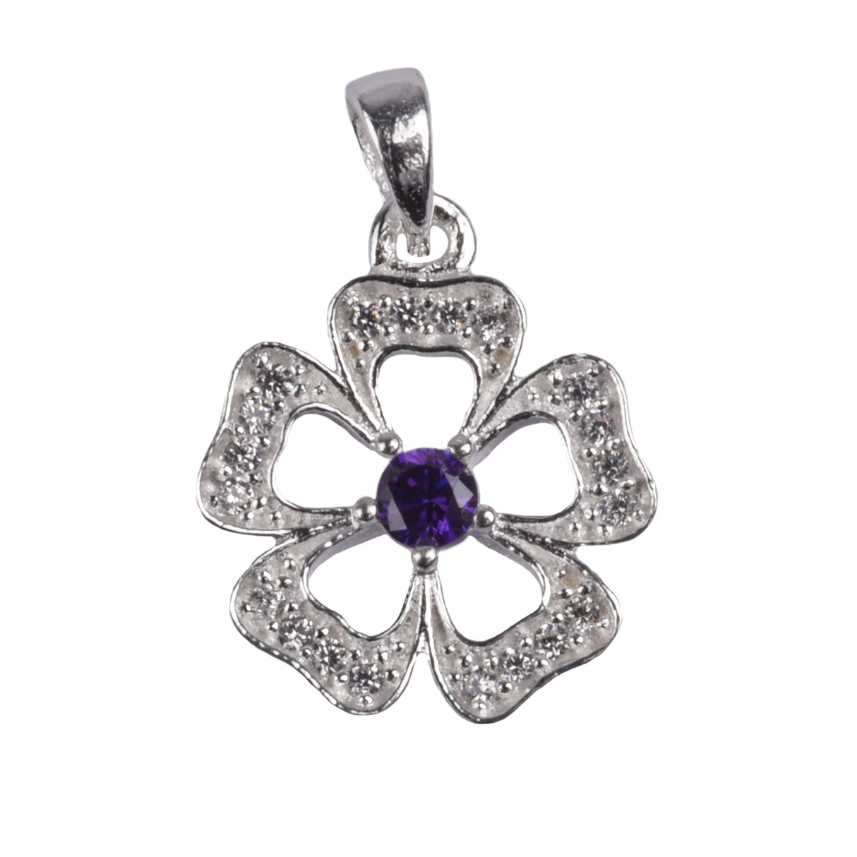 Pandantiv Floare cu Pietre, Argint 925, 1.8 cm x 1.2 cm - vivimall.ro