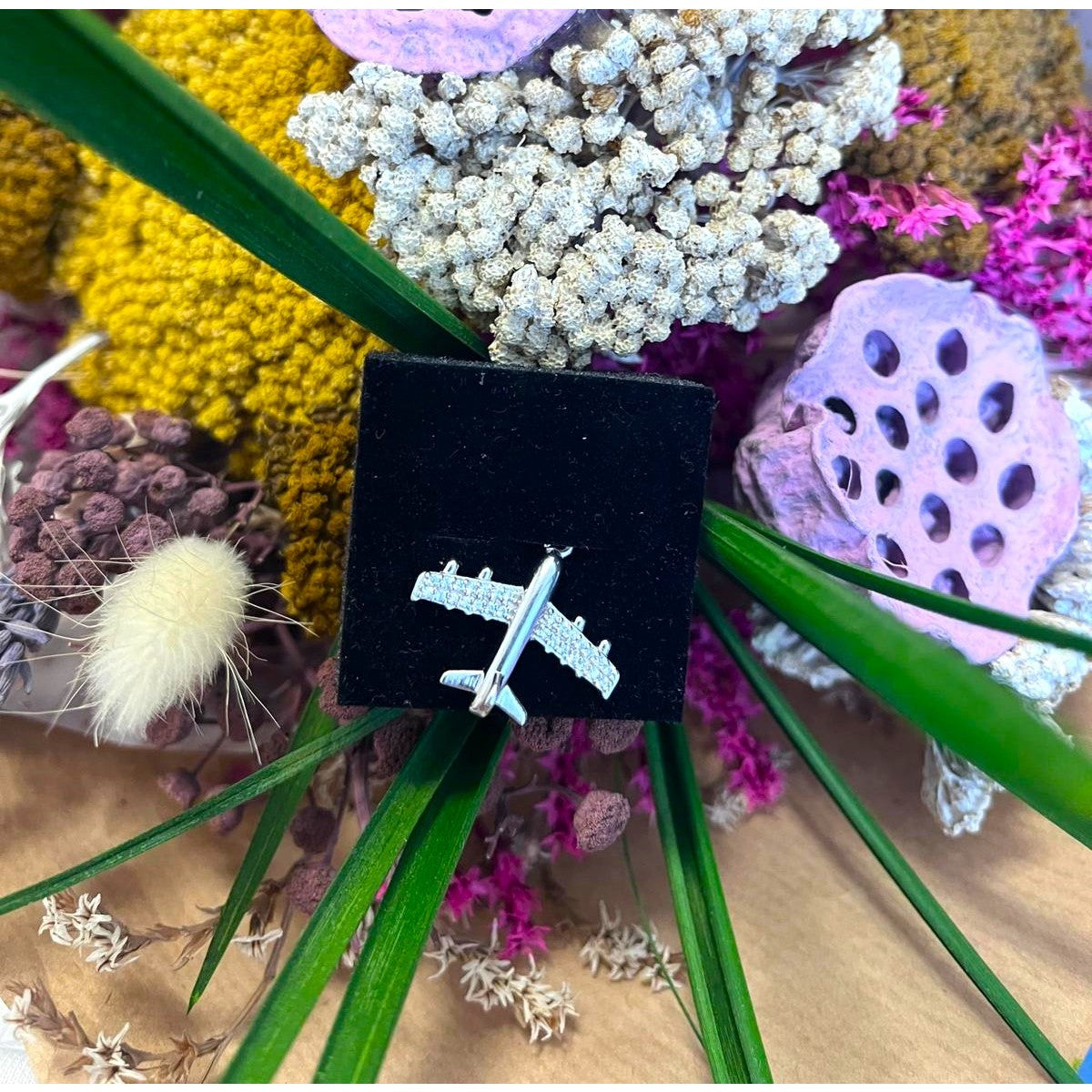 Pandantiv, Jolie Silver, Argint 925, Model Avion Cu Zirconii, 1.7 G, 2x2 Cm - vivimall.ro