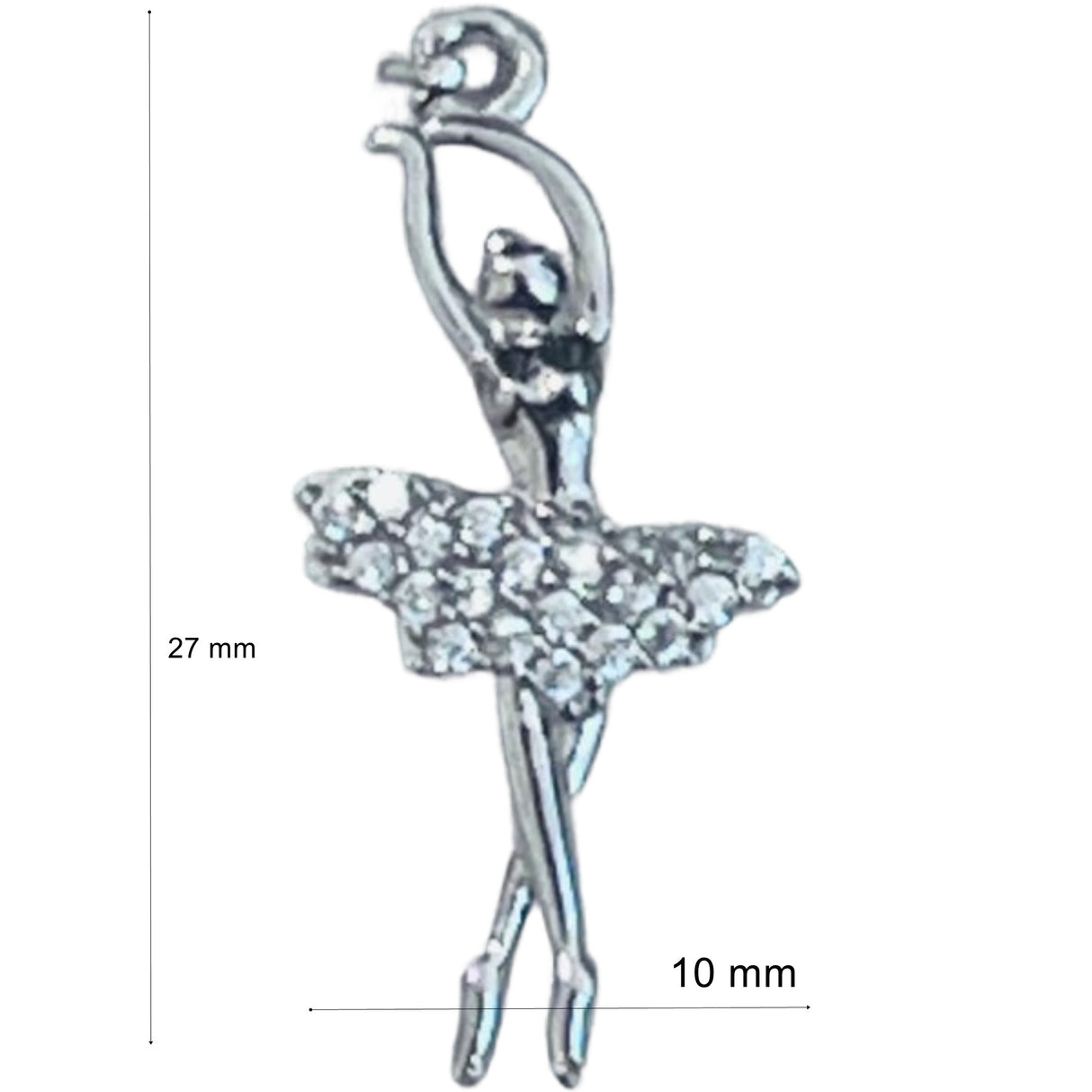 Pandantiv, Jolie Silver, Argint 925, Model Balerina cu Zirconii, 27 x 10 mm, 1.1 g - vivimall.ro