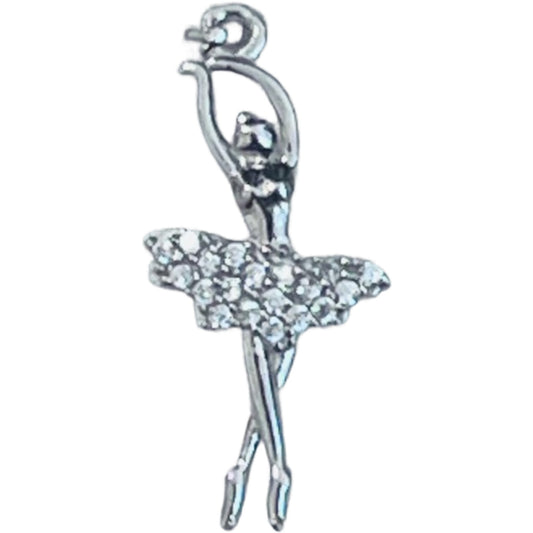 Pandantiv, Jolie Silver, Argint 925, Model Balerina cu Zirconii, 27 x 10 mm, 1.1 g - vivimall.ro