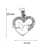 Pandantiv, Jolie Silver, Argint 925, Model Inima cu Porumbel, 20 x 15 mm, 1.5 g - vivimall.ro