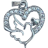 Pandantiv, Jolie Silver, Argint 925, Model Inima cu Porumbel, 20 x 15 mm, 1.5 g - vivimall.ro