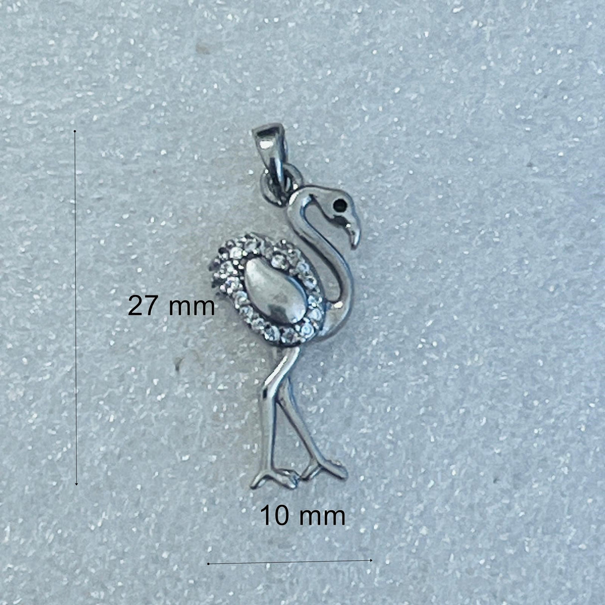 Pandantiv, Jolie Silver, Argint 925, Model Flamingo cu Zirconii, 27 x 10 mm, 1.5 g - vivimall.ro