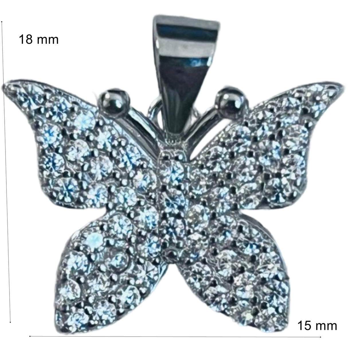 Pandantiv, Jolie Silver, Argint 925, Model Fluture cu Pietre Rodiat, Zirconiu, 18 x 15 mm, 2.3 g - vivimall.ro