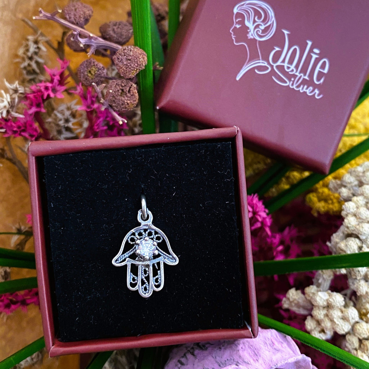 Pandantiv, Jolie Silver, Argint 925, Model Hamza Filigran, 0.9 g, 15x10 mm - vivimall.ro