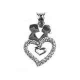 Pandantiv Lovely Couple cu Pietre, Argint 925, 2.3 cm x 1.2 cm - vivimall.ro