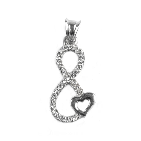 Pandantiv Opt cu Inima, Argint 925, 2.8 cm x 1 cm - vivimall.ro