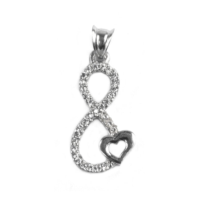 Pandantiv Opt cu Inima, Argint 925, 2.8 cm x 1 cm - vivimall.ro