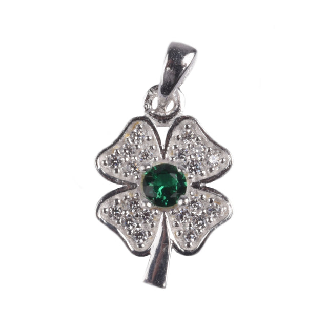 Pandantiv Trifoi cu Pietre, Argint 925, 1.7 x 1 cm - vivimall.ro