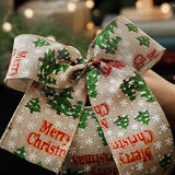 Panglica de Craciun pentru Decor Brad, Flippy, Panglica Decorativa de Craciun pentru Funde, Imprimeu Brazi Merry Christmas, 200 x 6.3 m, Khaki Verde Rosu - vivimall.ro