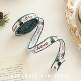 Panglica Decorativa cu Tematica de Craciun, Flippy, Set din 4 bucat + 1 Rulon Ata Maro, Panglica pentru Cadou de Craciun Brad si Decor, 2 M per bucata, Model Brad, Alb Verde - vivimall.ro